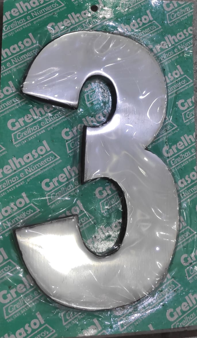 Imagem do produto Araça Número em Alumínio Naval Médio "3" 15,5 cm Araçá