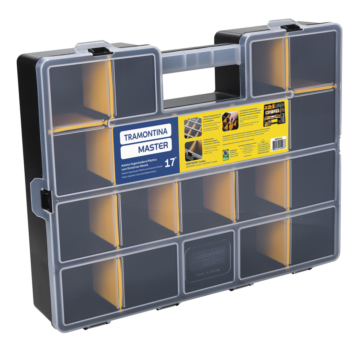 Imagem do produto Tramontina Maleta Plástica Organizadora 17" Master com 19 Compartimentos e 14 Divisórias Móveis - 43805017