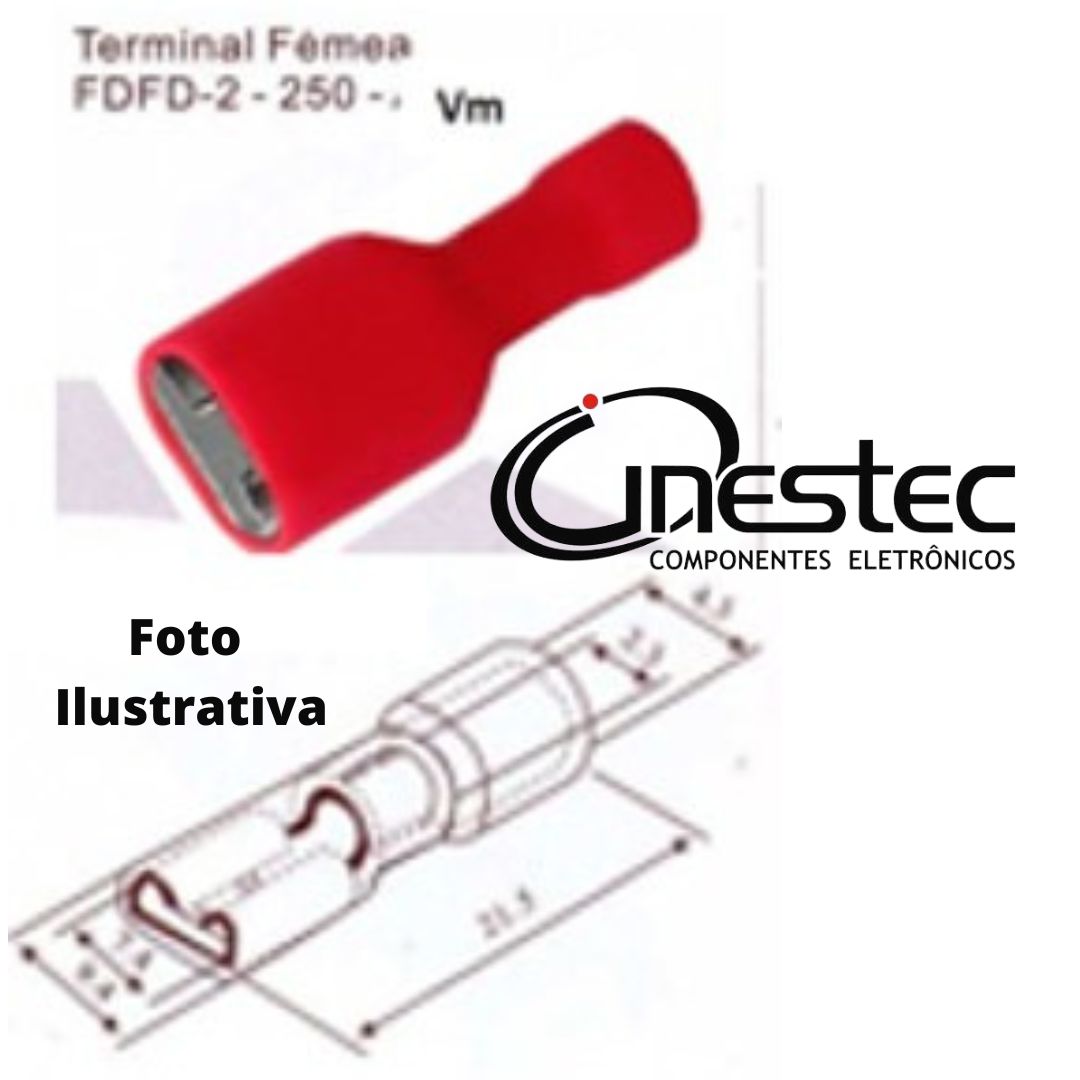 Imagem do produto Terminal Fêmea 6,6mm Guepar Fio 0,5-1,5mm Vermelho