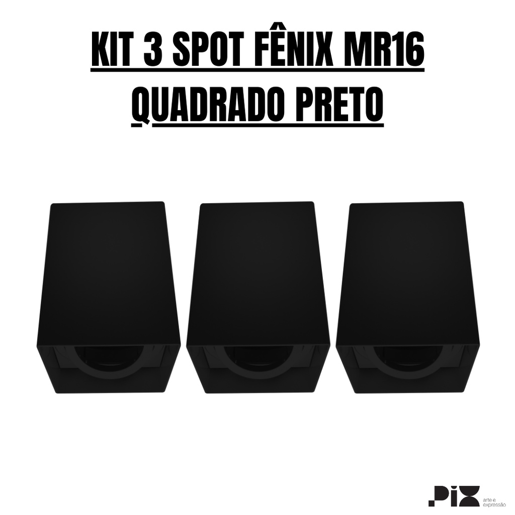 Imagem do produto Pix Spot Fênix MR16 Quadrado Preto
