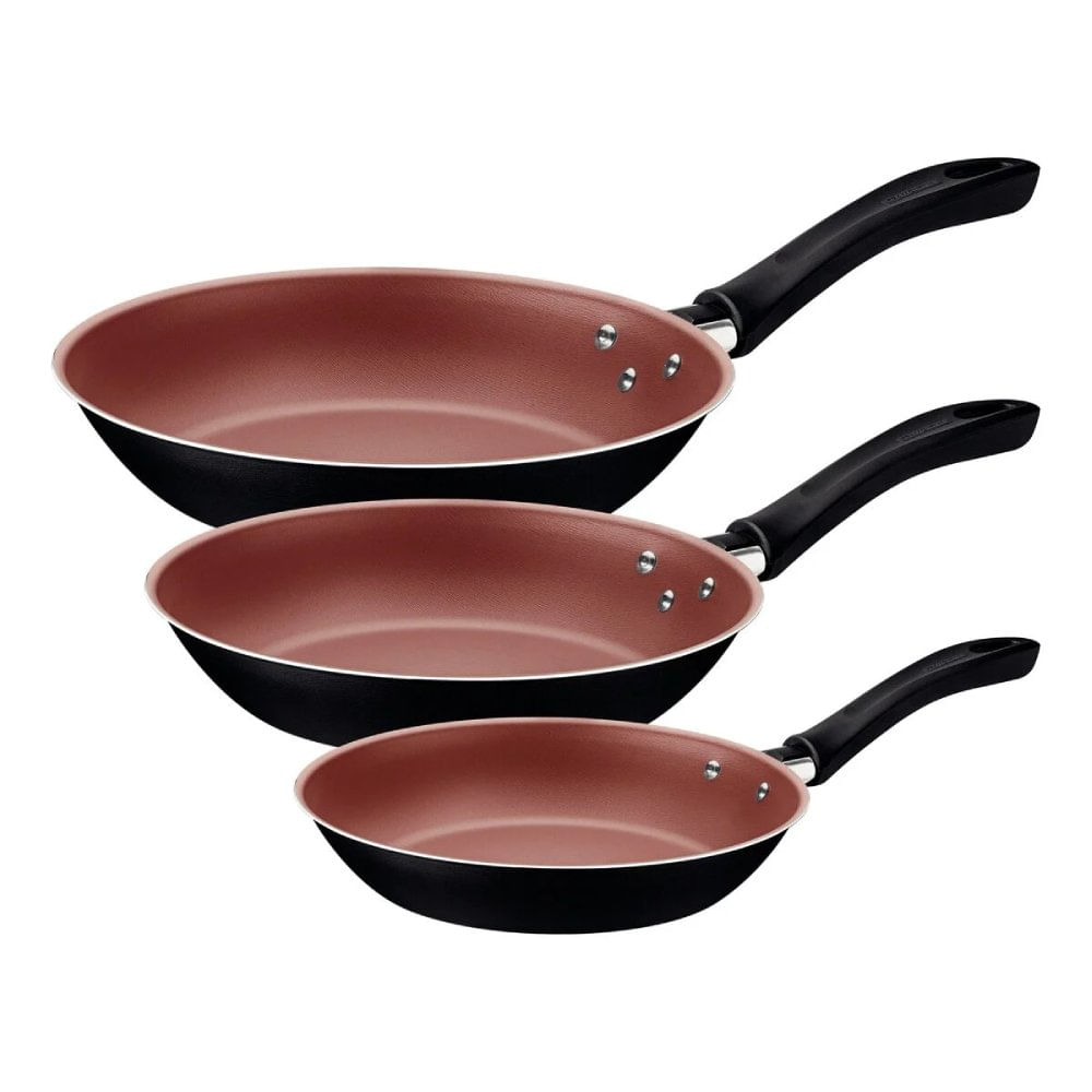 Imagem do produto Jogo de Frigideiras Linz Alumínio Antiaderente Preto 3 Peças Taschibra