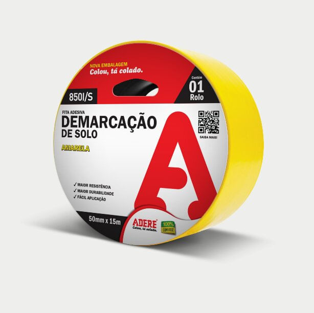 Imagem do produto Adere Fita Demarcação de Solo Amarela 850I/S 50 mm x 15 m