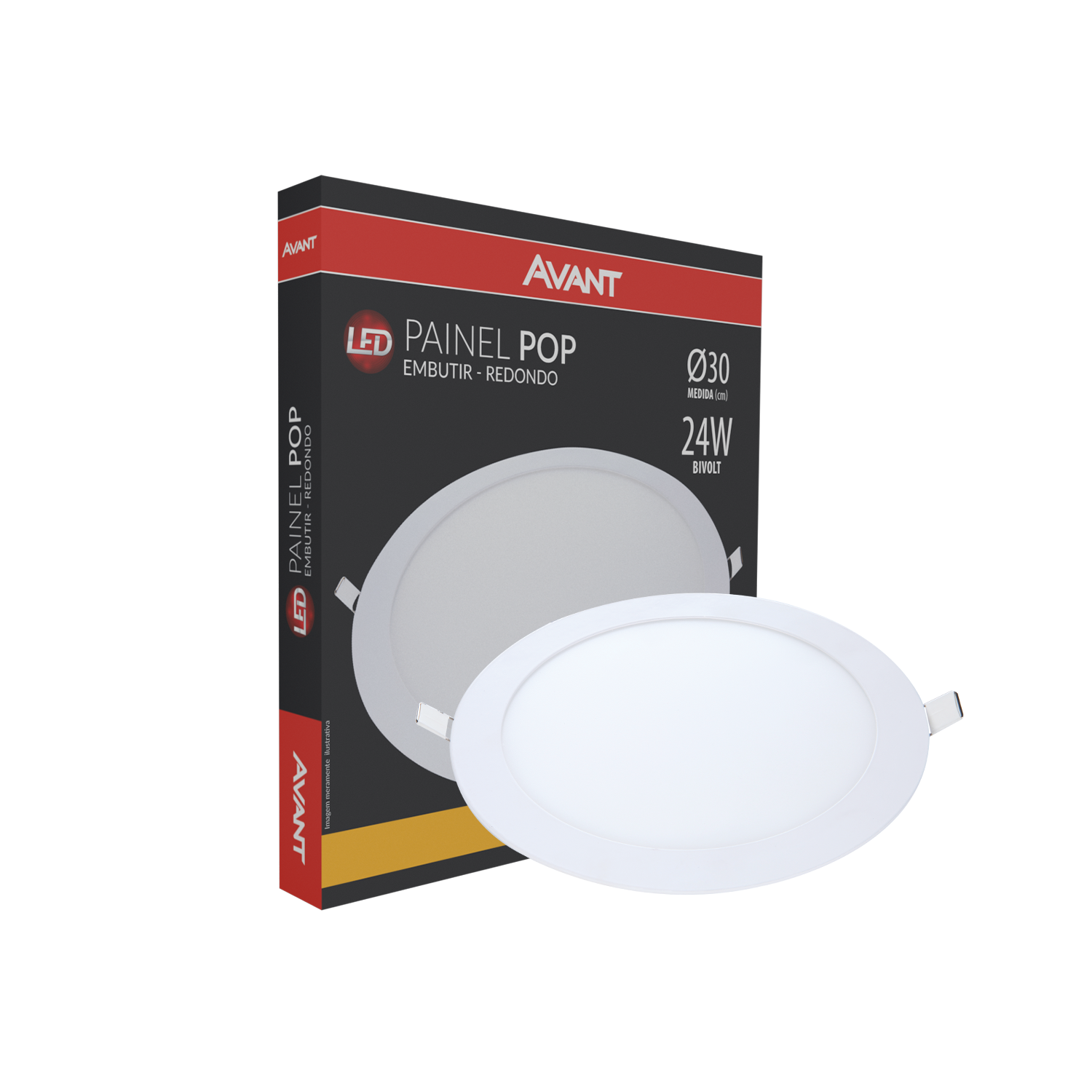 Imagem do produto Avant Painel LED Plafon de Embutir Redondo 24W Bivolt 3000K Luz Amarela