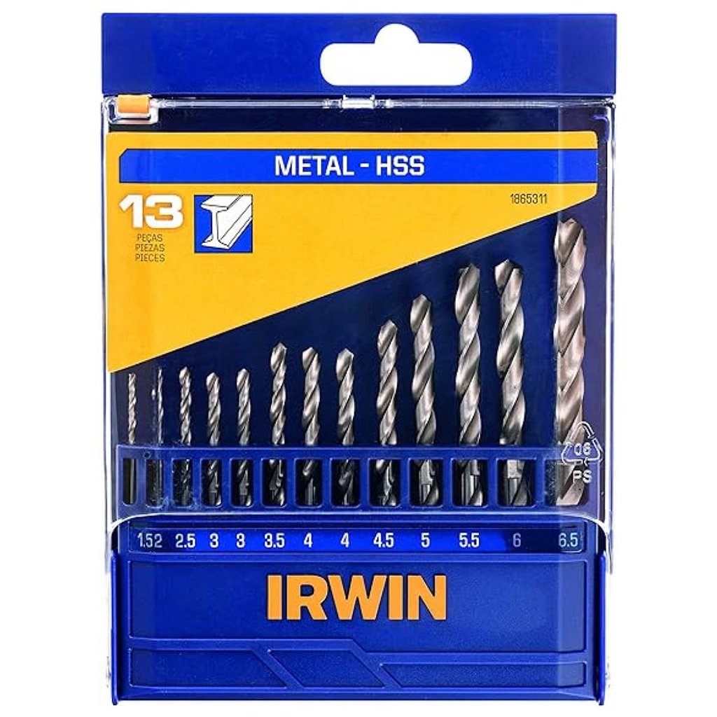 Imagem do produto Irwin Jogo 13 Peças de Brocas Aço Rápido HSS 1,5mm a 6,5mm 1865311