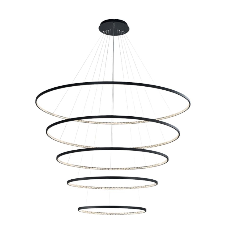 Imagem do produto Hevvy Pendente 5 Anéis 157W 3000K SL-0515/H5 BK Preto
