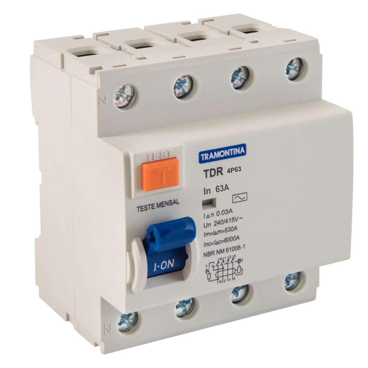Imagem do produto Tramontina Disjuntor Interruptor TDR-63 4P 63A 30mA 6KA