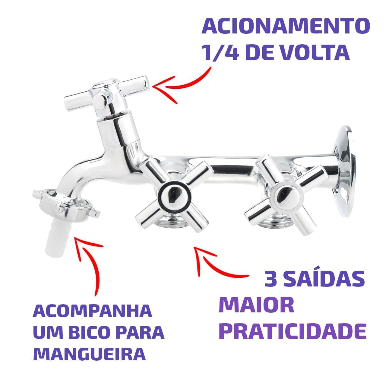Imagem do produto Ribeiro Metais Torneira para Tanque/Máquina Master VD 1429 C33 3 Saídas