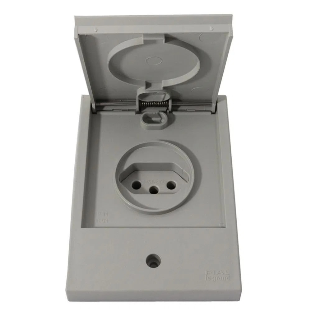 Imagem do produto Pial Legrand Conjunto Tomada 2P+T 20A 250V~ com Placa e Tampa Estanque Aquatic Cinza