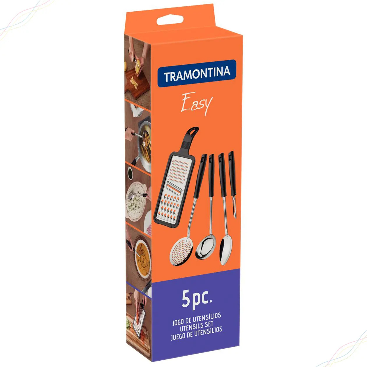Imagem do produto Tramontina Jogo de Utensílios Easy em Nylon com Cabos de Polipropileno Vermelho 5 Peças