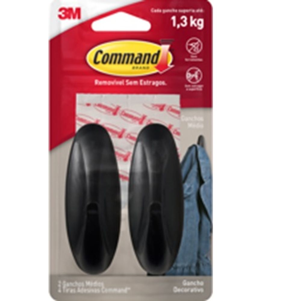 Imagem do produto 3M Gancho PVCcom Adesivo Preto (2 peças)