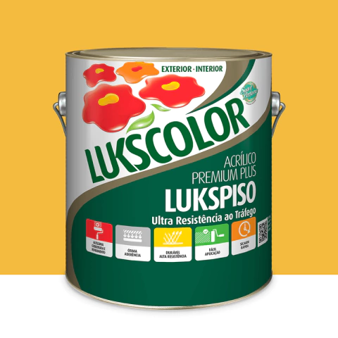 Imagem do produto Lukscolor Tinta Acrílica Premium Lukspiso Amarelo Demarcação 3,6L