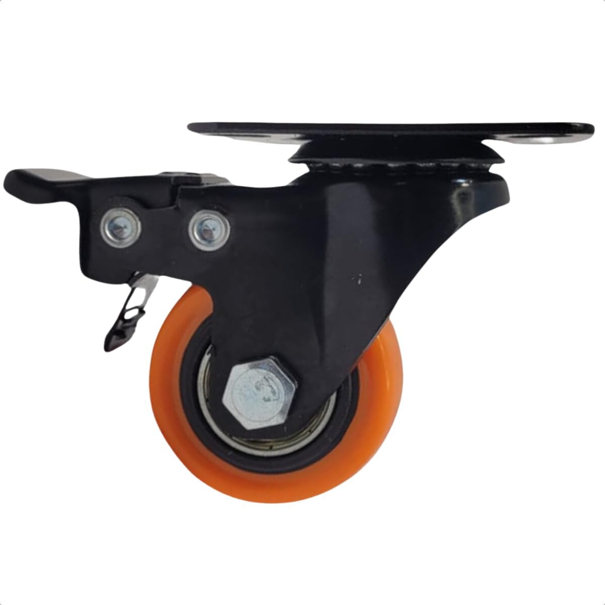 Imagem do produto Colson Rodízio Base Giratória 158 1.5/8 com Freio Preto/Laranja