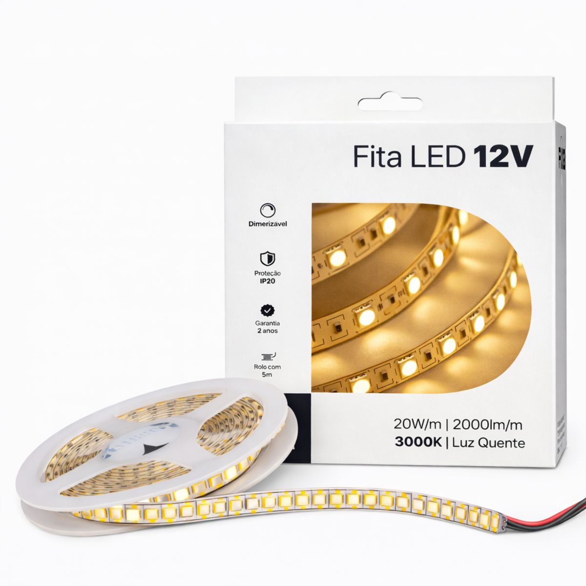 Imagem do produto Pix Fita LED 20W 12V 3000K IP20 240 LEDs/m 5M
