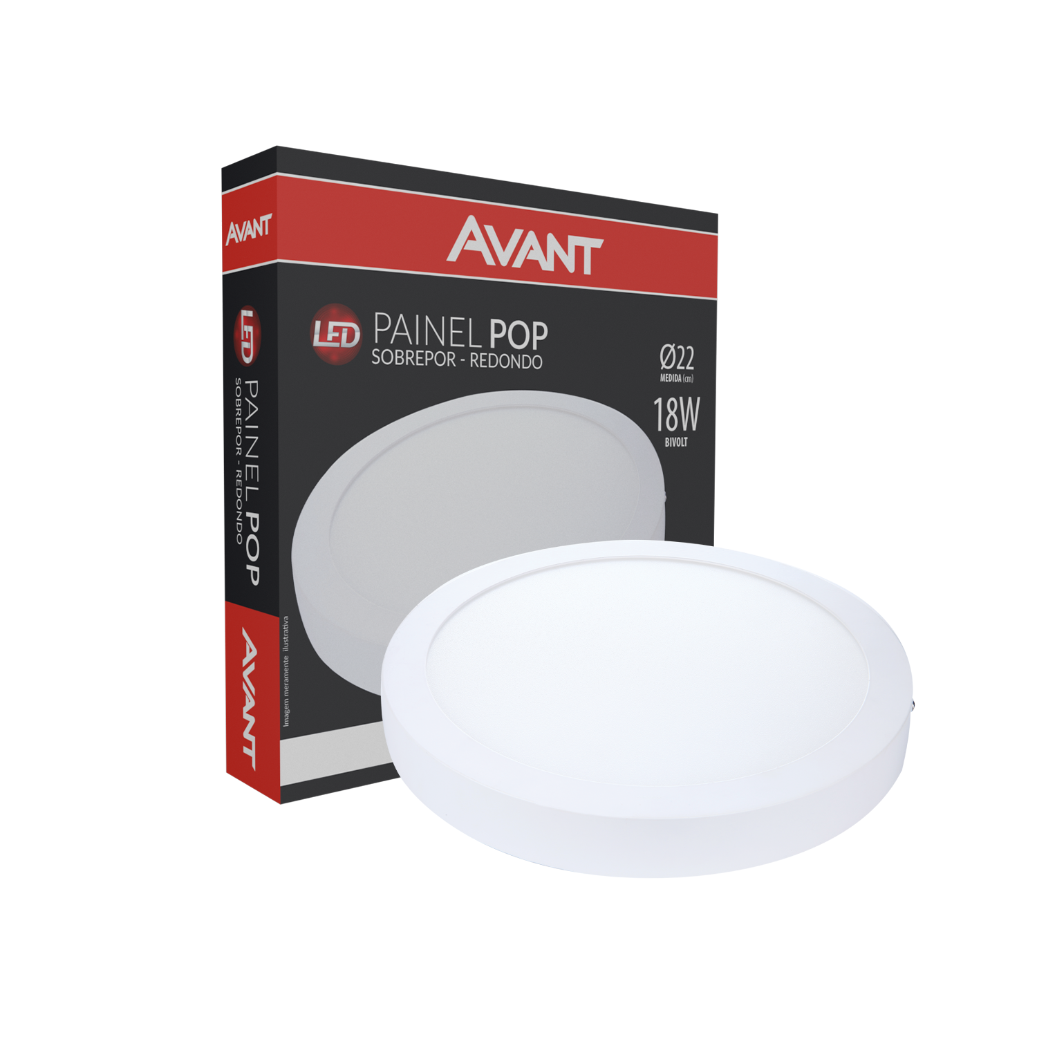 Imagem do produto Avant Painel LED Plafon de Sobrepor Redondo 18W Bivolt 6500K Luz Branca