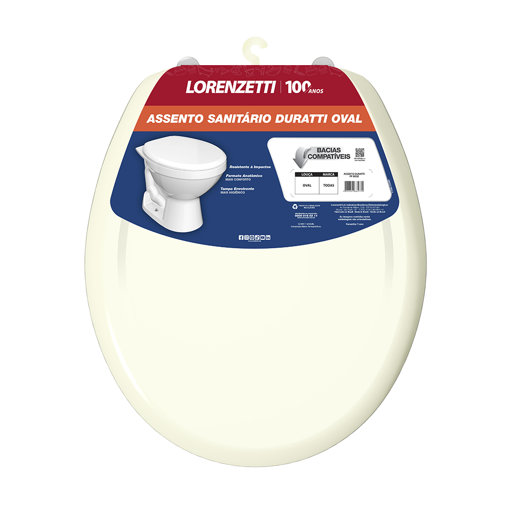 Imagem do produto Lorenzetti Duratti Assento Sanitário Oval Bege