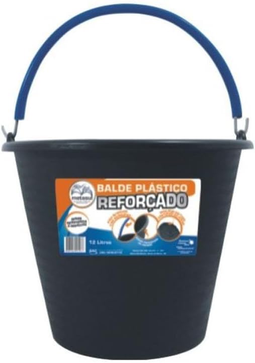 Imagem do produto Metasul Balde Plástico 12 L Reforçado Preto