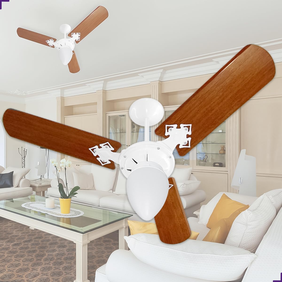 Imagem do produto Venti delta Ventilador de Teto Super Delta Cristal Light 3 Pás 127V Branco 37-3180