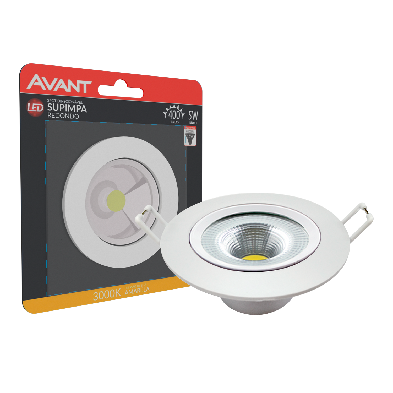 Imagem do produto Avant Spot LED de Embutir Supimpa Redondo 5W Bivolt 3000K Luz Amarela
