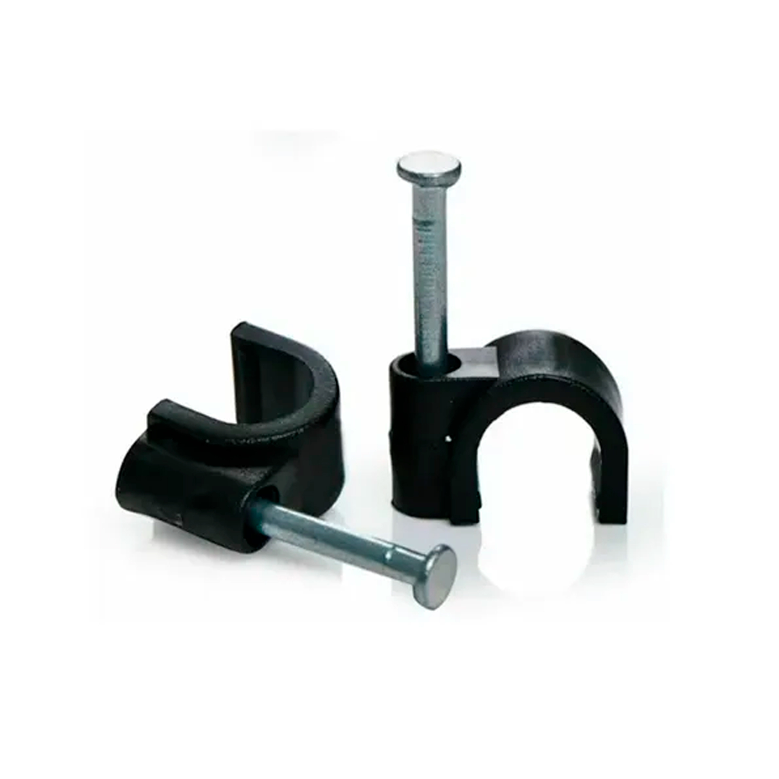 Imagem do produto Mec Tronic Fixador de Cabo Coaxial 4 mm Preto com Prego de Aço 100 Peças