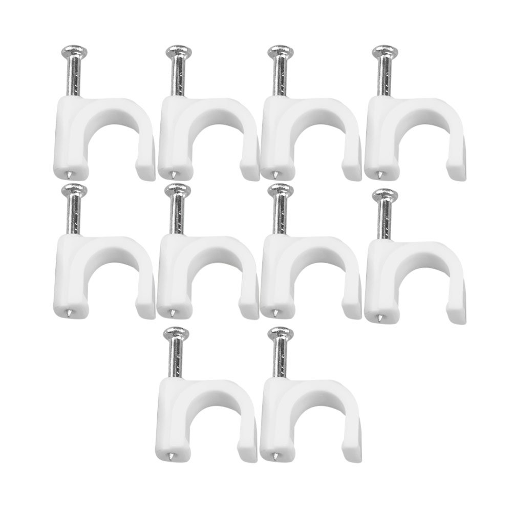 Imagem do produto Mec Tronic Fixador de Cabo Coaxial 10 mm Branco com Prego de Aço 20 Peças