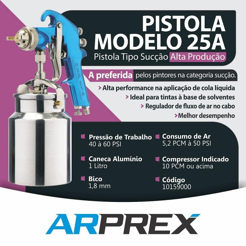 Imagem do produto Arprex Pistola de Pintura Modelo 25A Alumínio