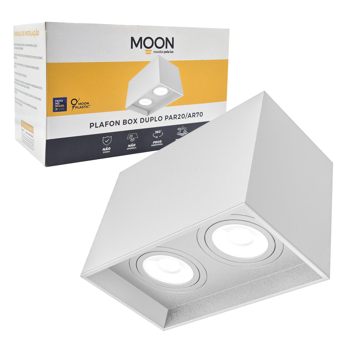 Imagem do produto Rioprelustres Plafon de Sobrepor Duplo 2 Lâmpadas PAR20 Branco