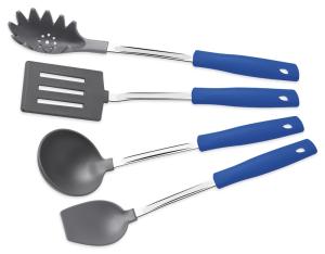 Imagem do produto Tramontina Jogo de Utensílios Easy com Bojos em Nylon e Hastes em Aço Inox 4 Peças Azul
