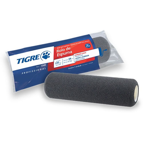Imagem do produto Pinceis tigre Rolo de Espuma 23 cm 1340 Cinza 35 mm Tigre