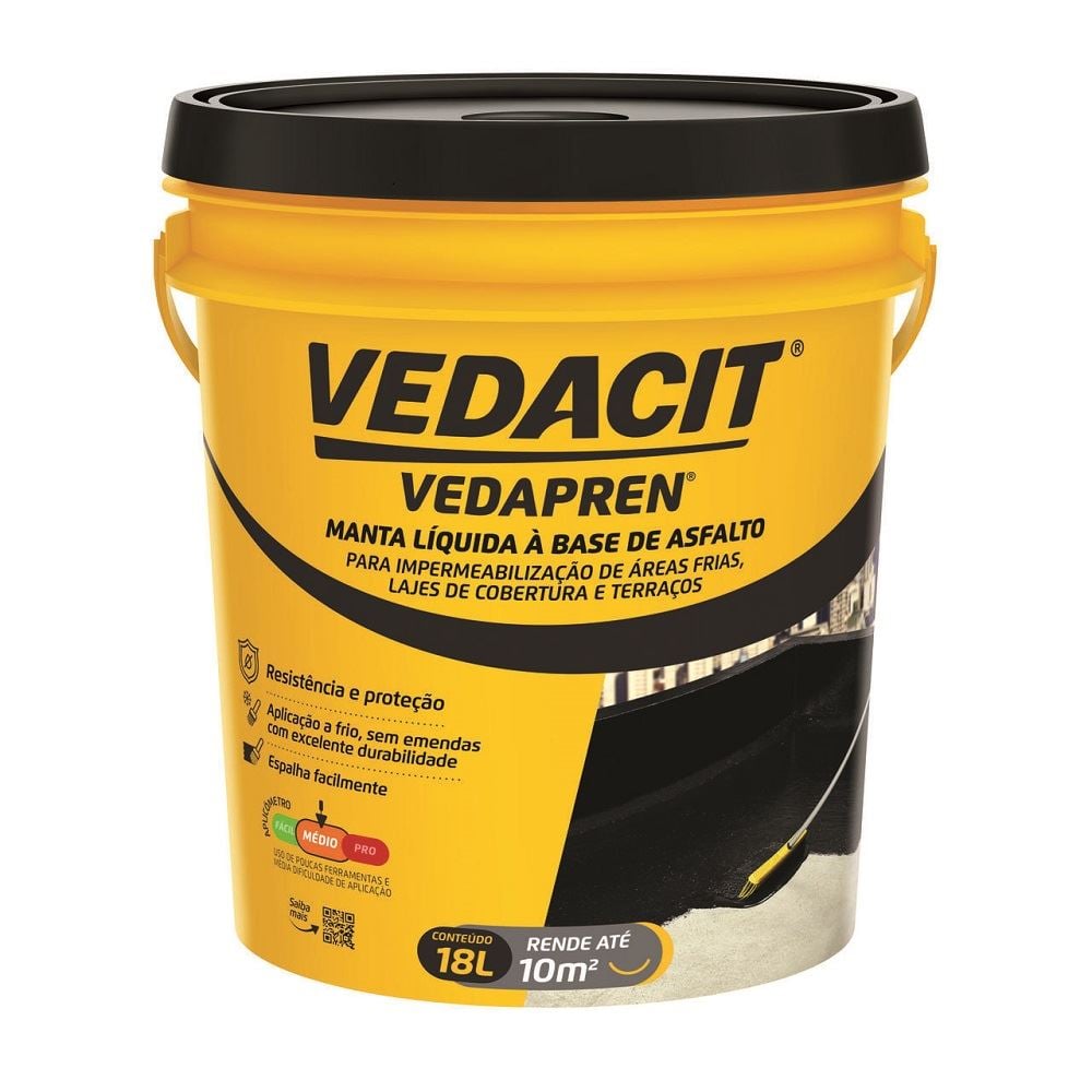 Imagem do produto Impermeabilizante à Base de Asfalto Vedapren 18 Litros VEDACIT-111805