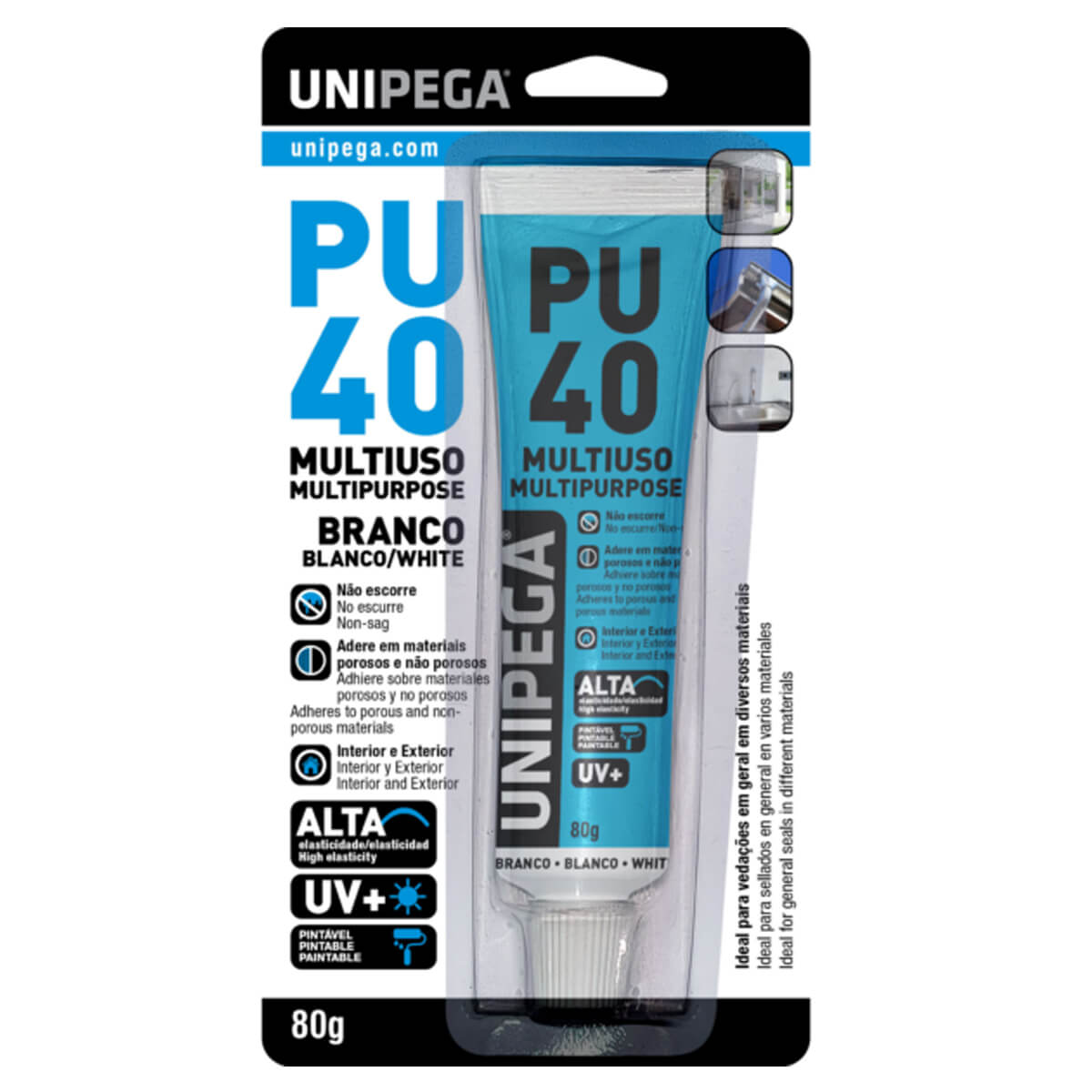 Imagem do produto Unipega Adesivo Selante PU40 Multiuso Branco 50ml/80g