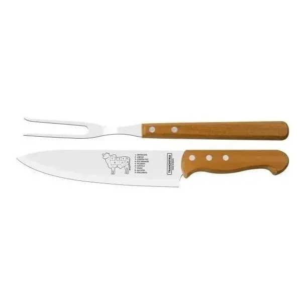 Imagem do produto Tramontina Jogo Trinchante para Churrasco Dynamic em Aço Inox com Cabos de Madeira 2 Peças