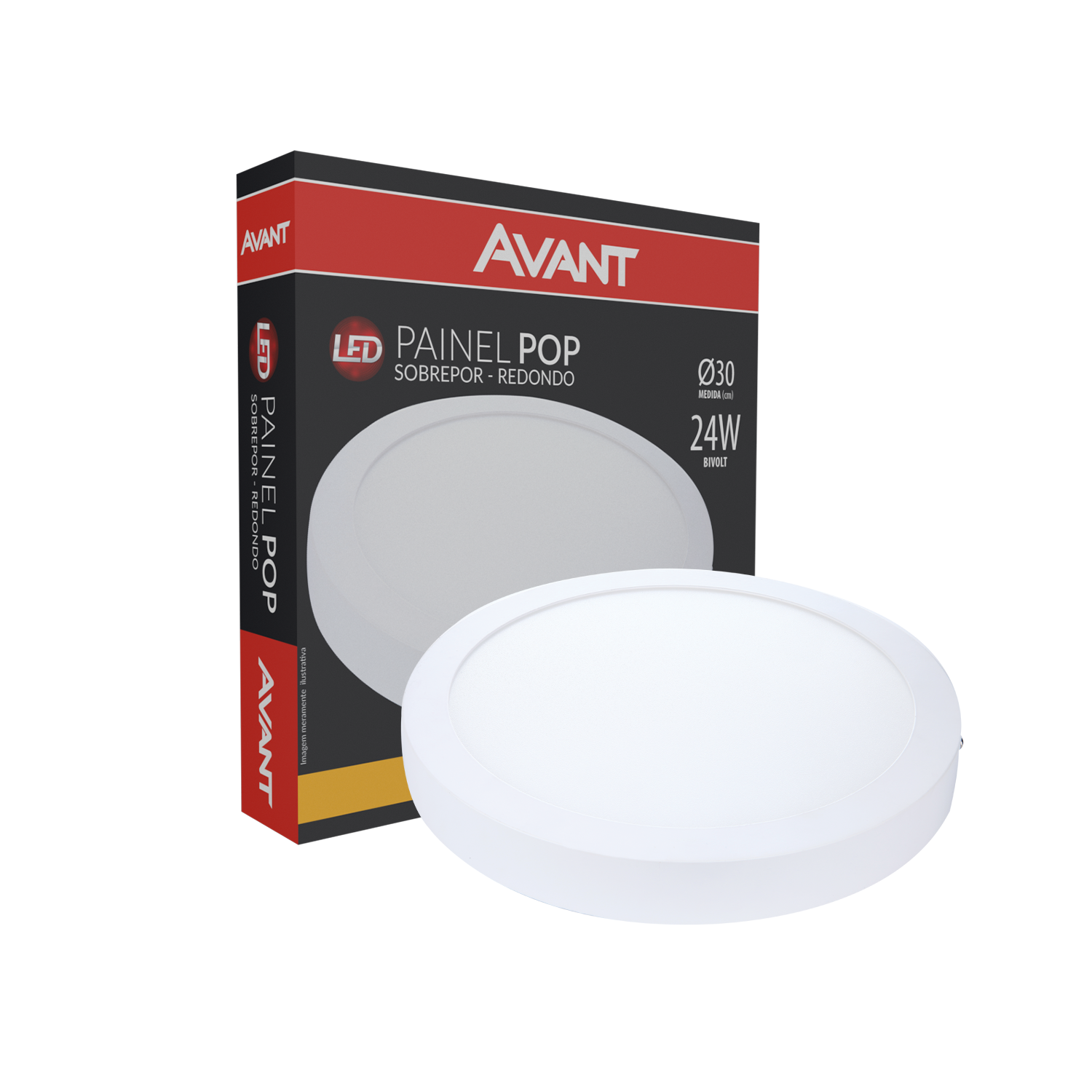 Imagem do produto Avant Painel LED Plafon de Sobrepor Redondo 24W Bivolt 3000K Luz Amarela