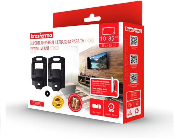 Imagem do produto Brasforma Suporte para TV Fixo Universal Ultra Slim 10-100 Preto Painel SBRU859