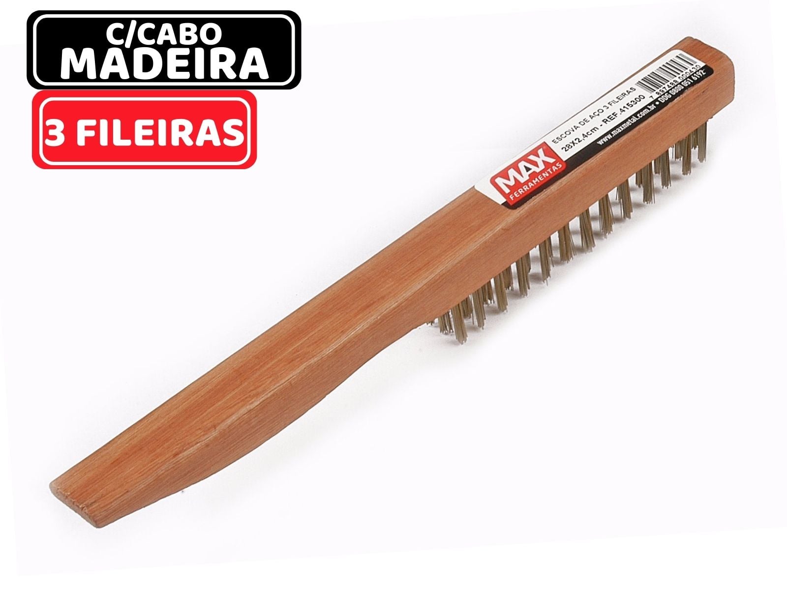 Imagem do produto Max Escova de Aço Compel com Cabo de Madeira 415300
