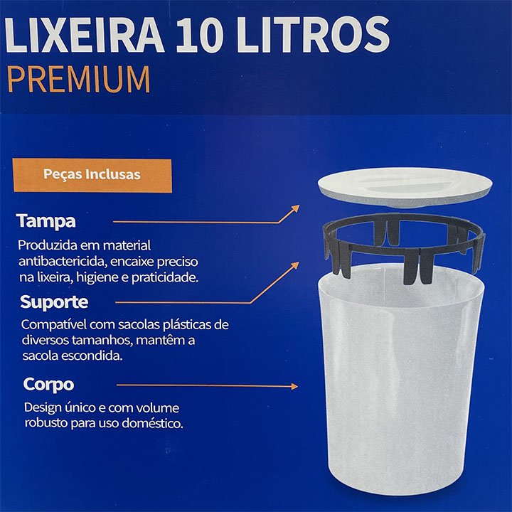 Imagem do produto Metalsul Lixeira Premium 10 L Preta