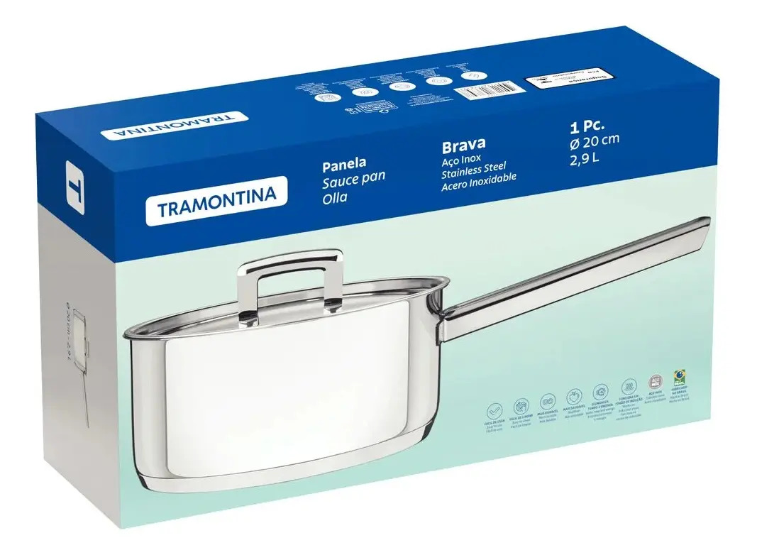 Imagem do produto Tramontina Panela em Aço Inox Fundo Triplo com Tampa Brava
