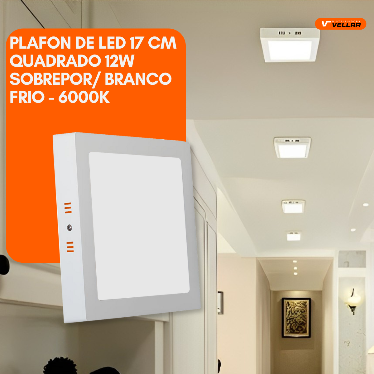 Imagem do produto Losch Plafon LED de Sobrepor Quadrado 12W 6000K