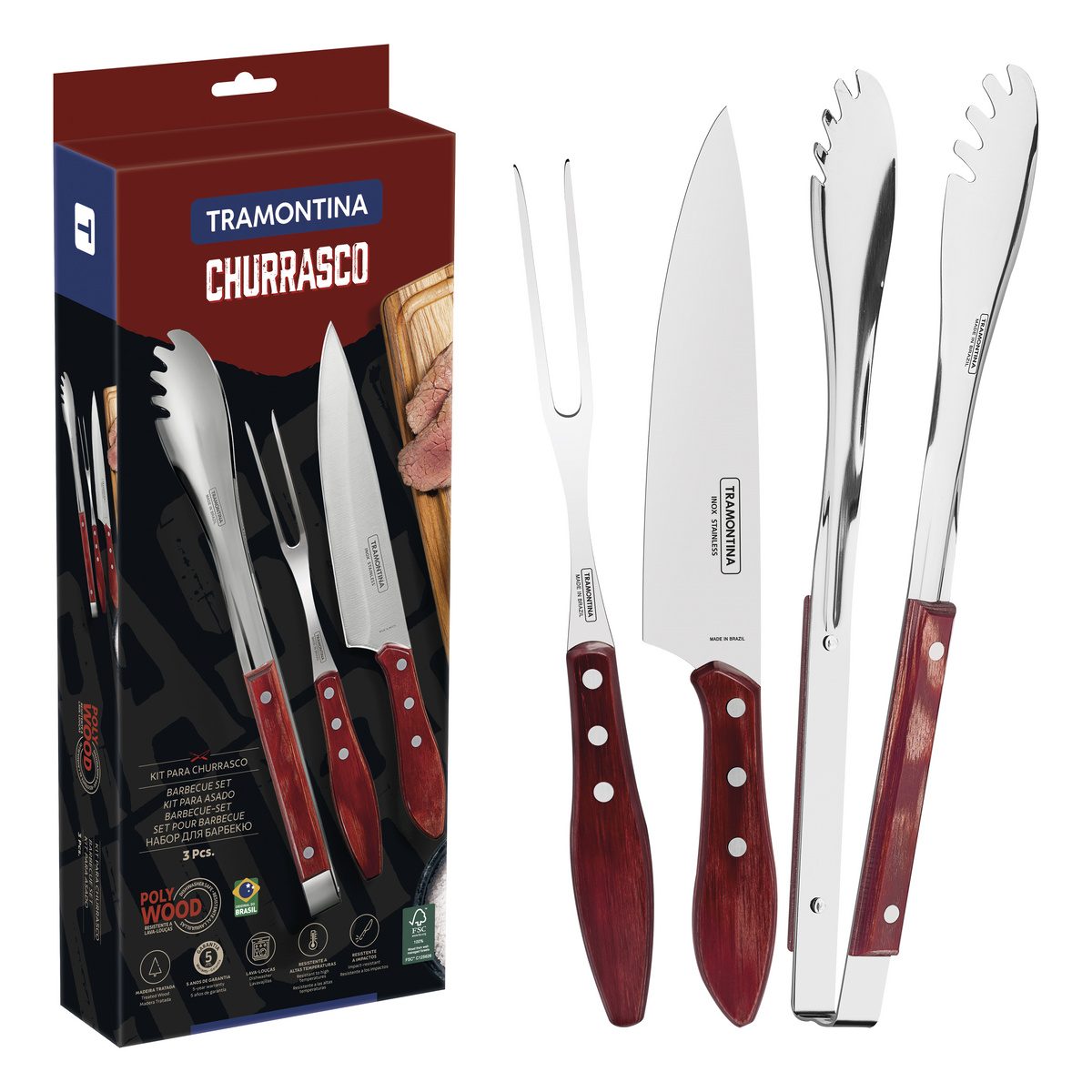 Imagem do produto Tramontina Jogo para Churrasco 3 Peças Polywood