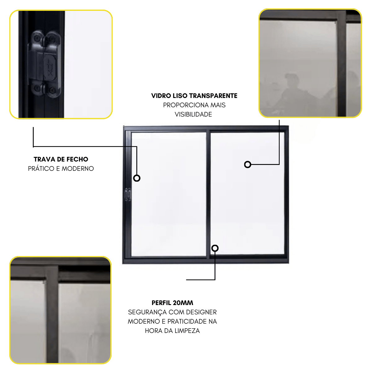 Imagem do produto Atlantica Vitrô 2F Fortline sem Grade 1000 x 1500 Preto 81111