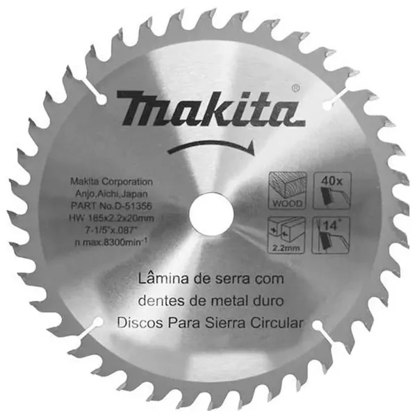 Imagem do produto Makita Disco de Serra Circular 7 1/4 x 40D x 20 mm