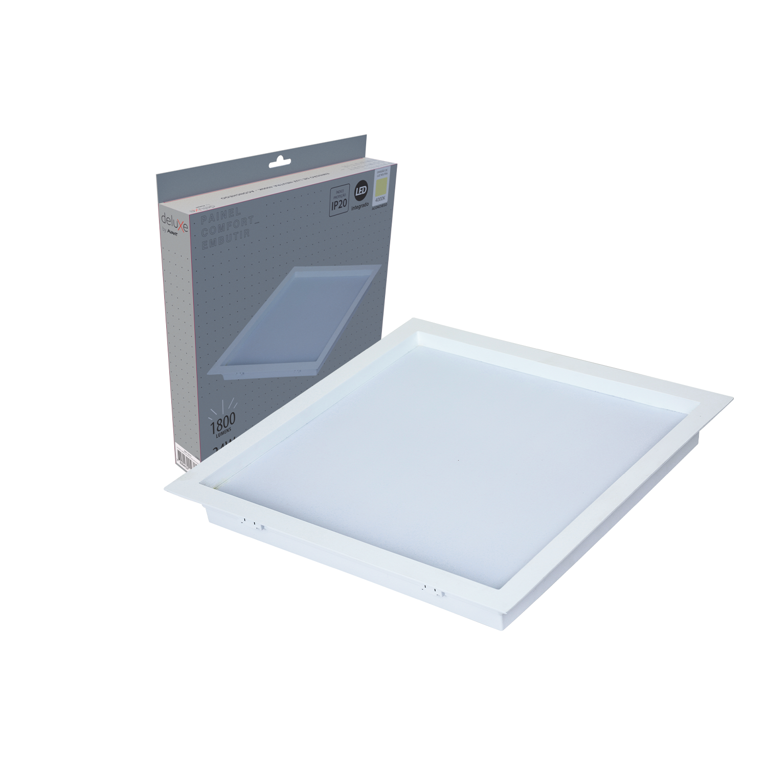 Imagem do produto Avant Painel LED Plafon Recuado Comfort de Embutir Quadrado 24W Bivolt 4000K Luz Neutra