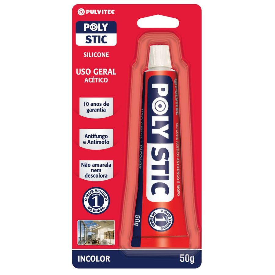 Imagem do produto Pulvitec Cola Silicone Polystic Uso Geral Incolor 50 g