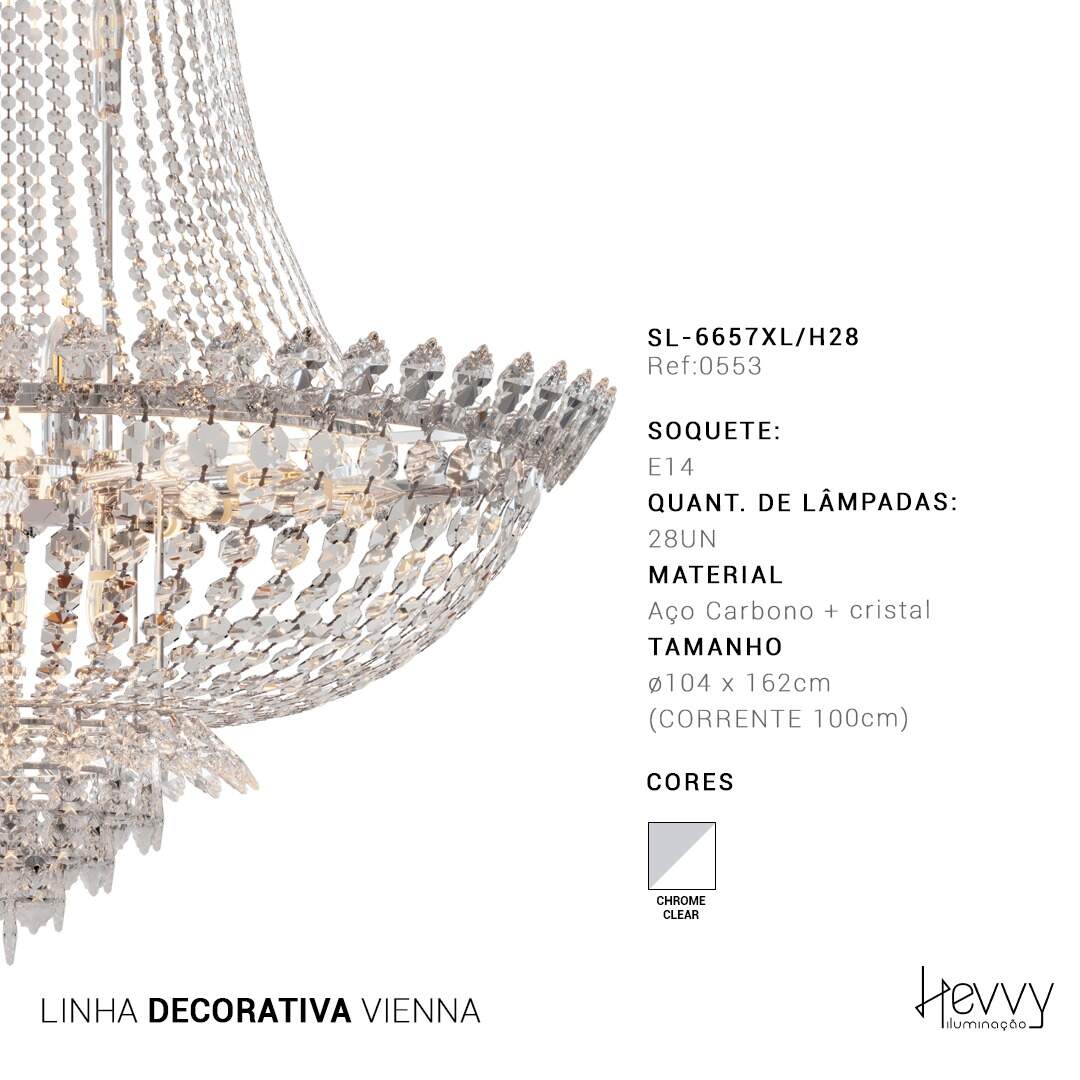 Imagem do produto Hevvy Lustre Linha Vienna Transparente 28XE14 SL-6657XL/H24