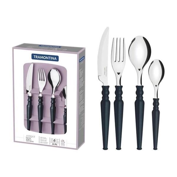 Imagem do produto Tramontina Faqueiro Antique em Aço Inox com Cabos de Polipropileno Ônix 24 Peças