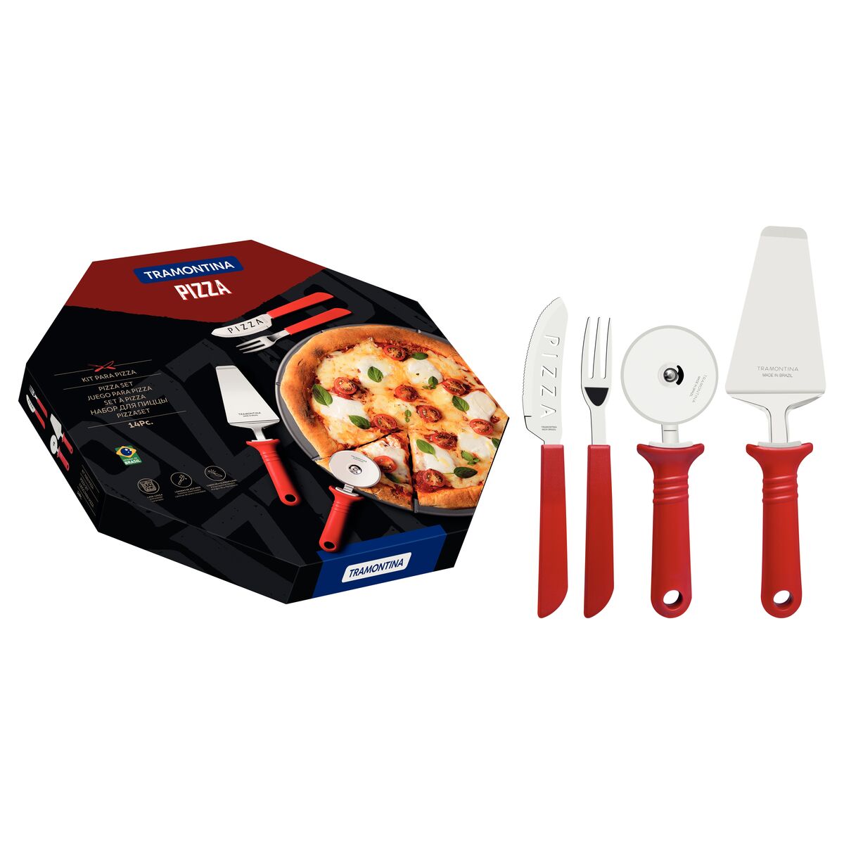 Imagem do produto Tramontina Kit para Pizza Vermelho 14 Peças