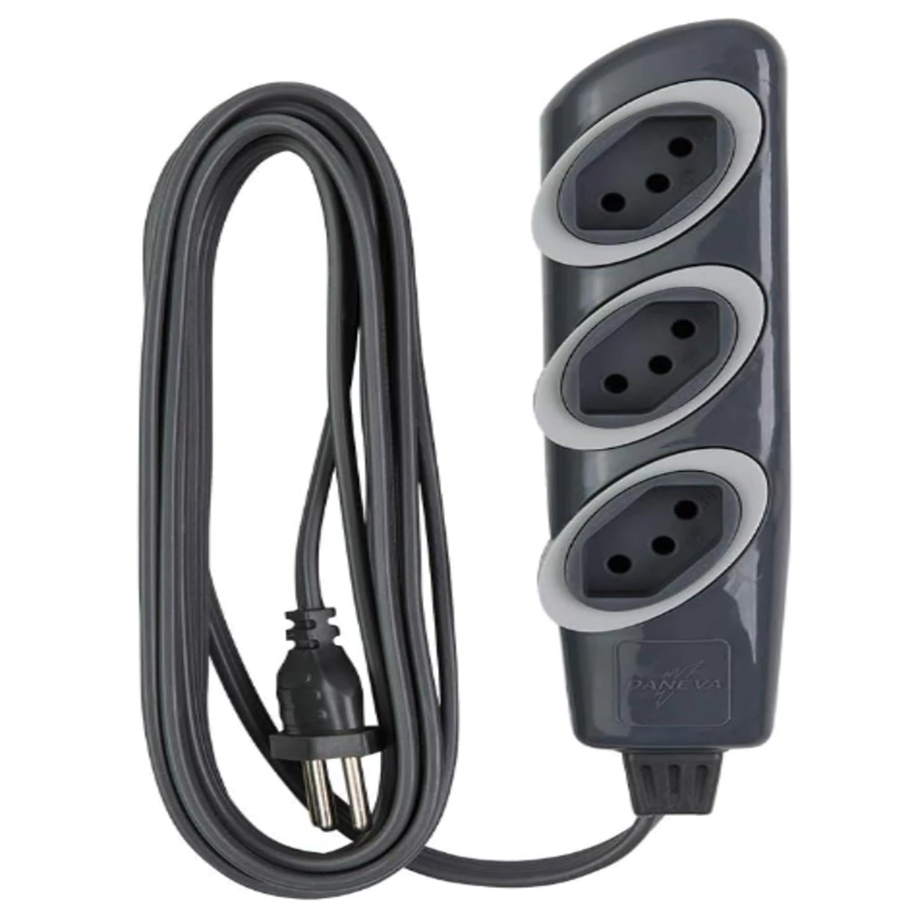 Imagem do produto Pial Legrand Extensão Elétrica Noshock Slim 45° 4 Tomadas 2P+T 10A Cabo PP 3x0,75mm² Grafite 3 Metros