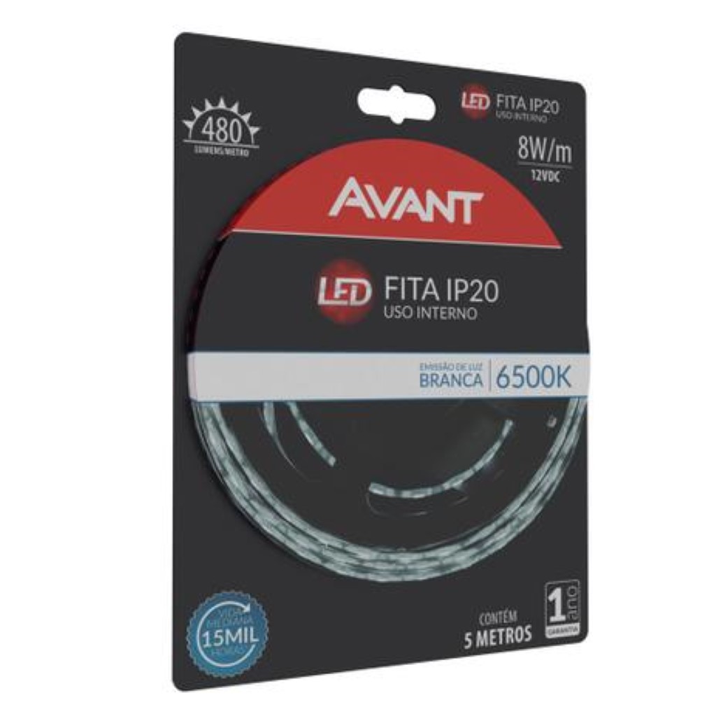 Imagem do produto Avant Fita LED Interna Luce IP20 8W/m 5 m Branca 6500K 12V