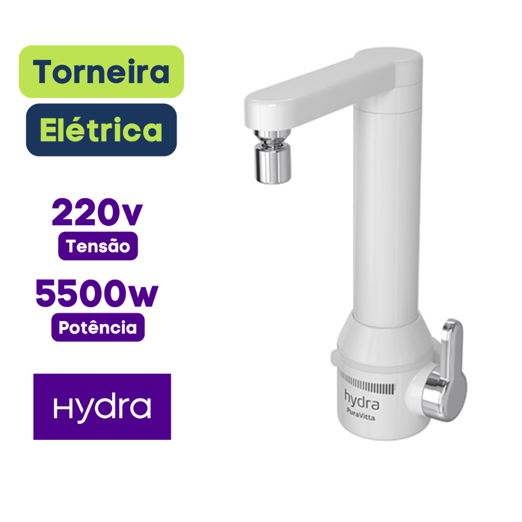 Imagem do produto Hydra Torneira Elétrica Puravit de Parede 220V 5500W