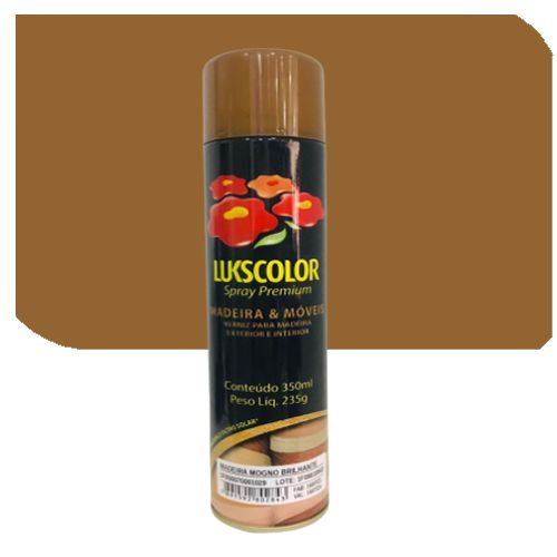 Imagem do produto Lukscolor Verniz Spray Premium Madeira Mogno Fosco 350ml
