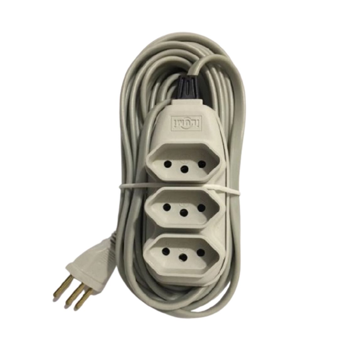 Imagem do produto Extensão Elétrica 3 Tomadas Cabo PP Chato 3m 10A Ilumi